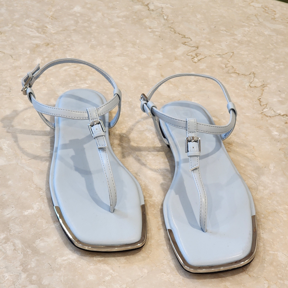 DKNY Daniella Women's Light Blue Leather Ankle Strap Square Toe Sandals Size 7.5 - Picture 6 of 12